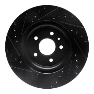 Ford Taurus Brake Rotor (1) - Front Right - R1 Concepts - Drilled & Slotted - Black - `09-`10